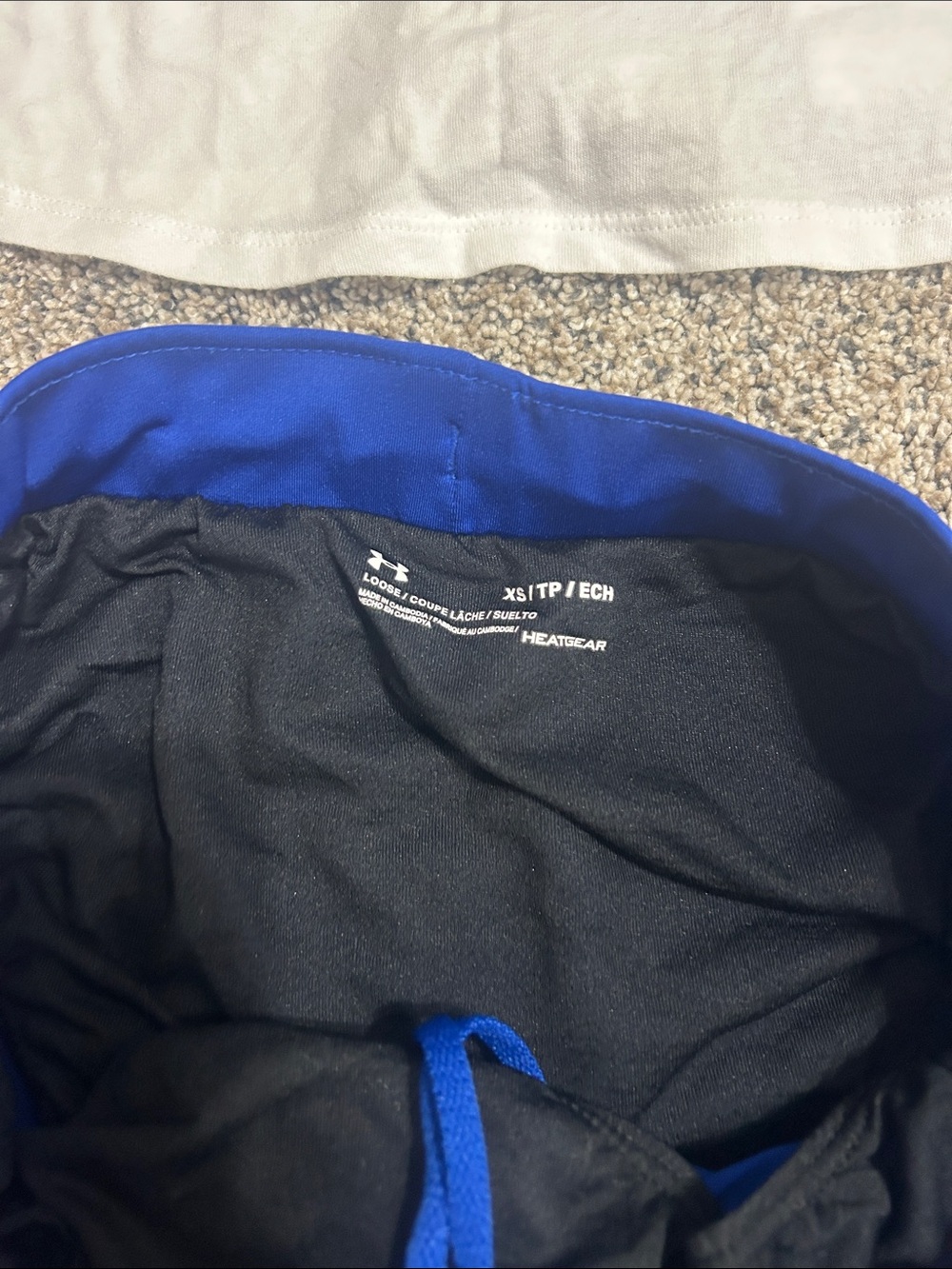 Under Armour White Tank with Blue Sports Bra and Blue Shorts Set - Picture 4 of 11